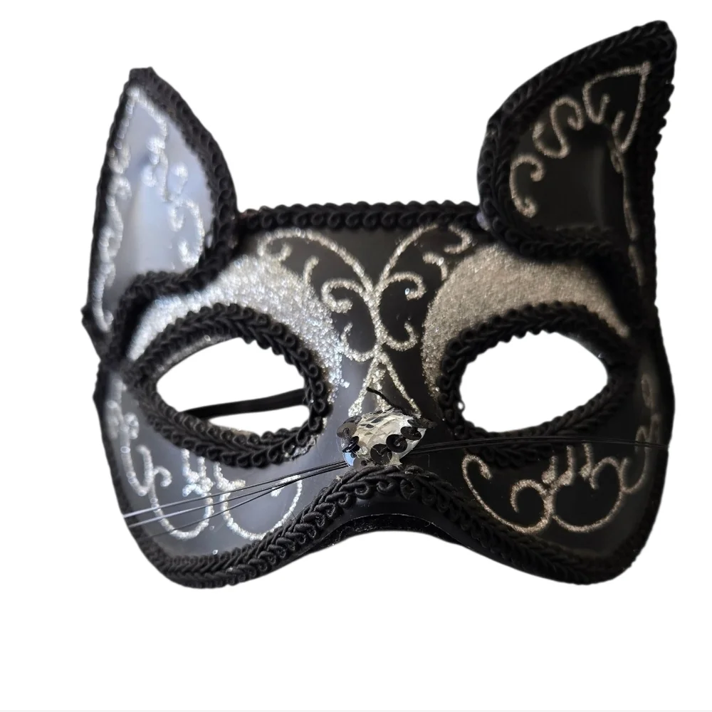 NWT Black and Silver Cat Mask